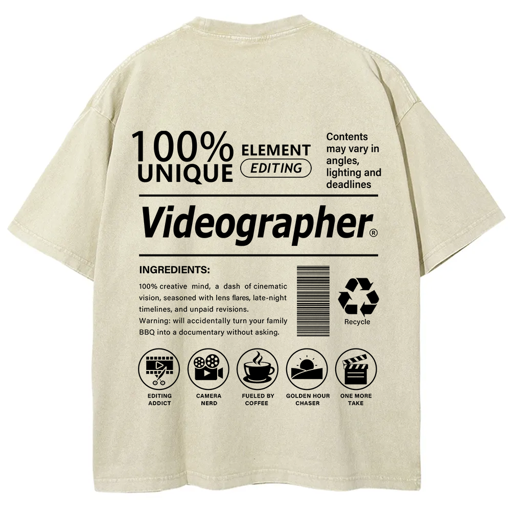 Videographer Unisex Fit Washed T-Shirt