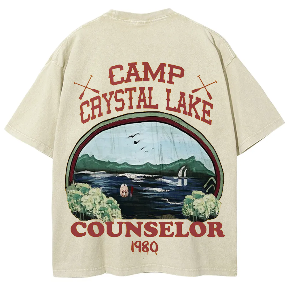 Unisex Camp Crystal Lake Print Crew Neck Casual T-Shirt