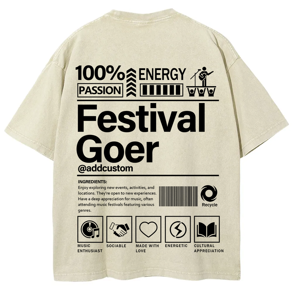 Festival Goer Custom Unisex Fit Washed T-Shirt