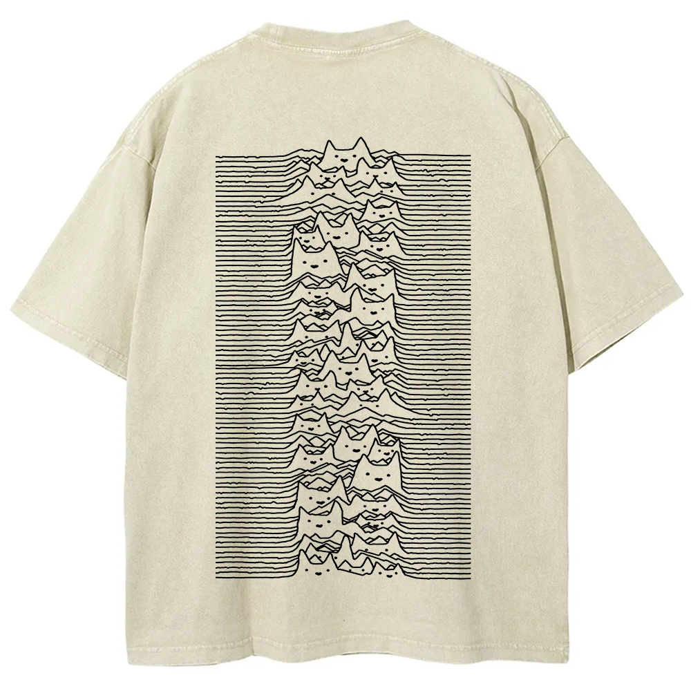 Unisex Vintage Washed Joy division Cat T-shirt