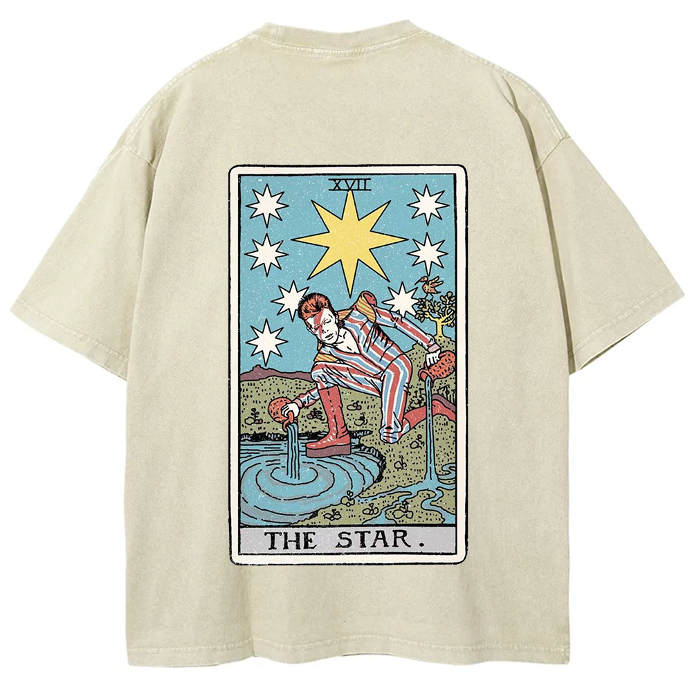 Unisex Vintage Washed The Star David Bowie Tarot Card T-shirt
