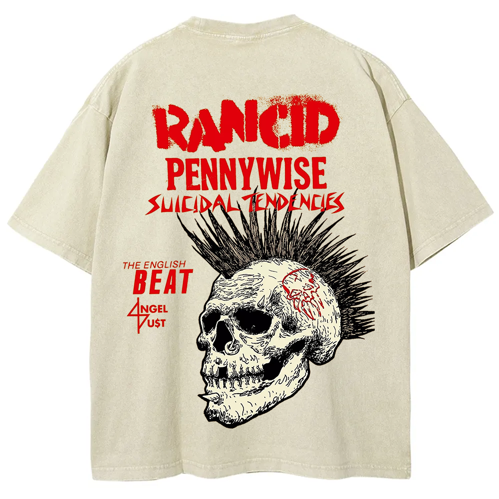 Rancid Skull Print Casua T-Shirt