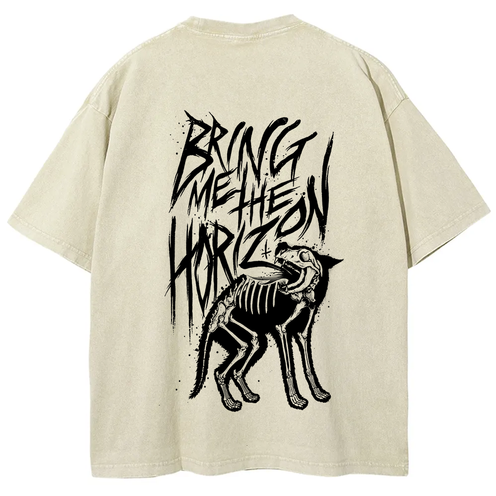 Unisex Vintage Washed Bring Me the Horizon Rock Band T-Shirt