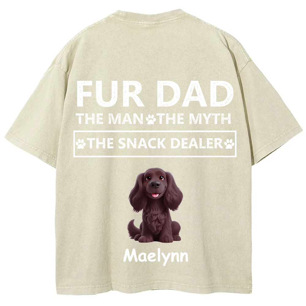 Fur Dad The Man The Myth The Snack Dealer - Personalized Custom Unisex  Washed T-shirt