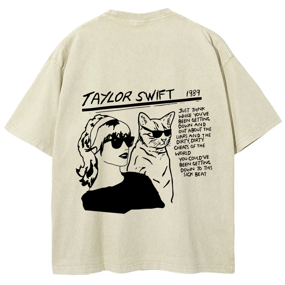 Unisex Casual Taylor Swift Singer Cat Printed T-Shirt
