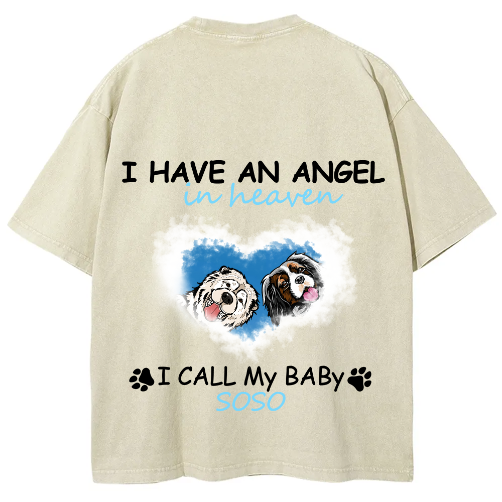 Have An Angel In Heaven - Personalized Custom Unisex Fit Washed T-Shirt wearishow