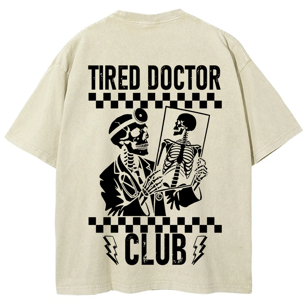 Tired Doctor Club Unisex Fit Washed T-Shirt