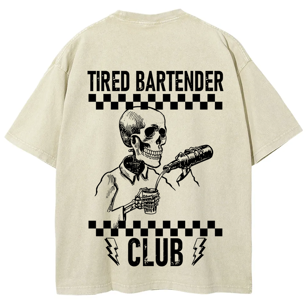 Tired Bartender Club Unisex Fit Washed T-Shirt?