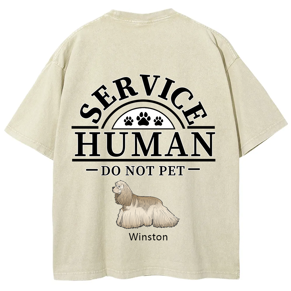 Service Human, Do Not Pet 2 - Personalized Custom Unisex Fit Washed T-Shirt wearishow