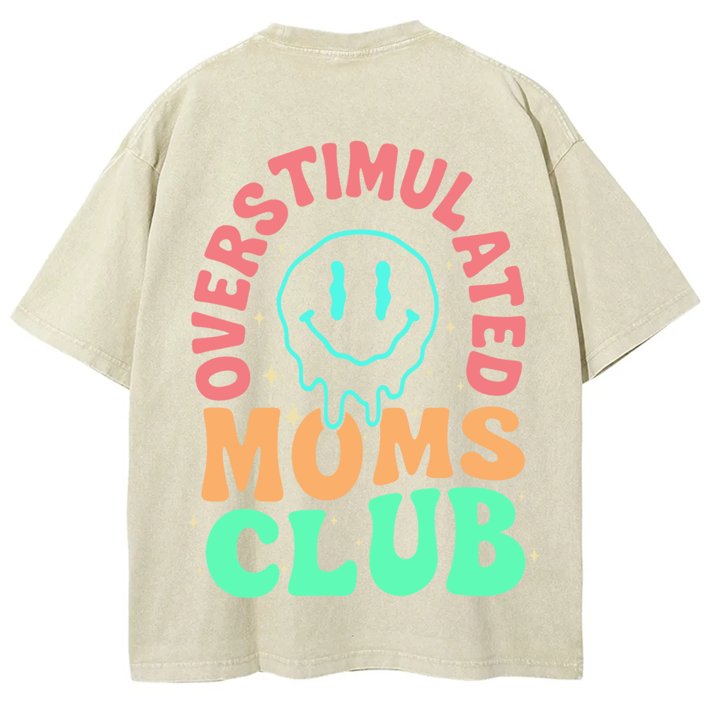 Overstimulated Moms Club Unisex Washed T-Shirt