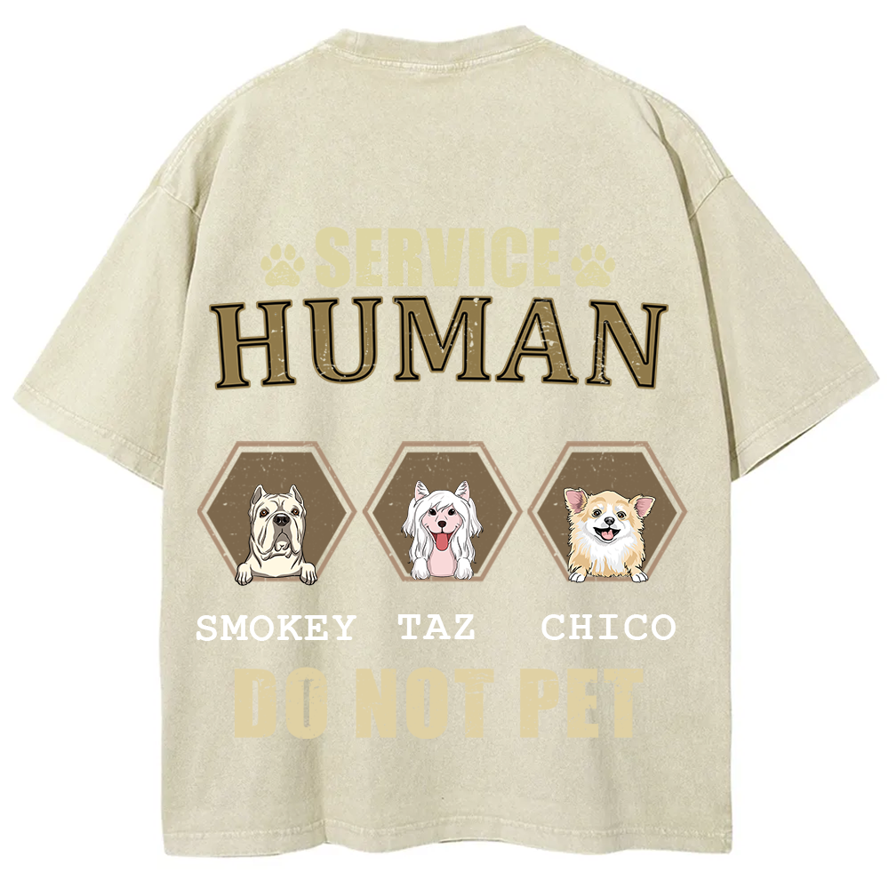 Service Human, Do Not Pet 4 - Personalized Custom Unisex Fit Washed T-Shirt wearishow