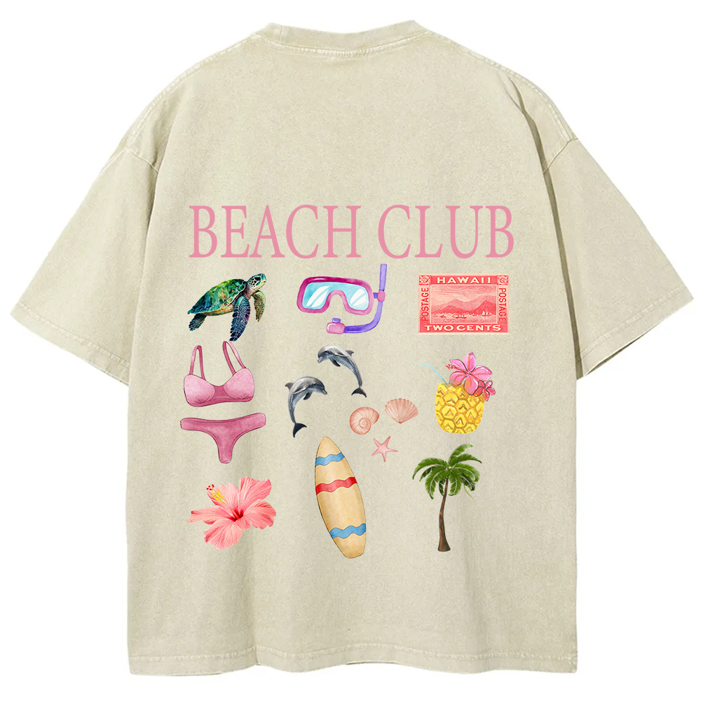 Beach Club Unisex Fit Washed T-Shirt