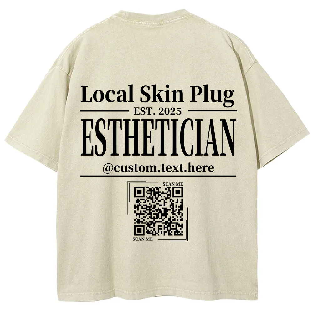 Esthetician Addcustom QR Code Name Unisex Fit Washed T-Shirt