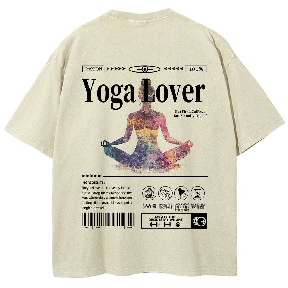 Yoga Lover Casual Washed T-Shirt