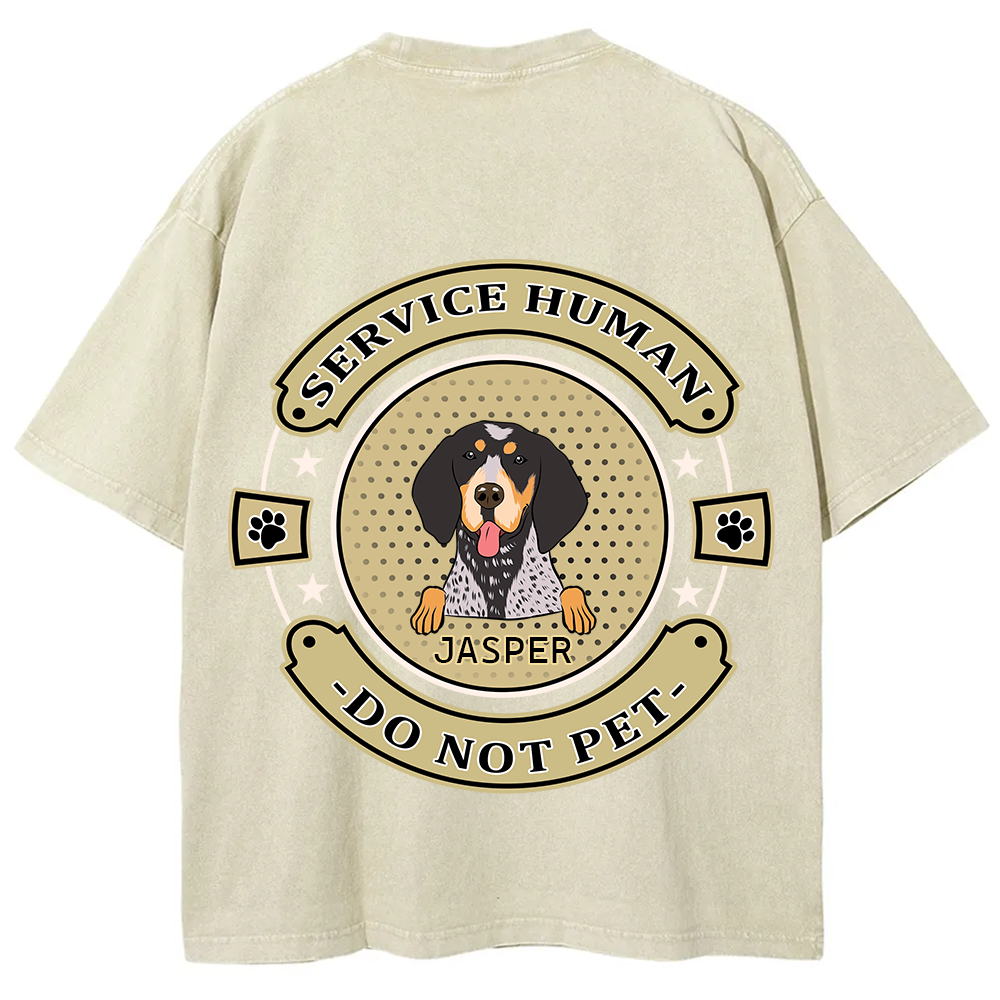 Service Human, Do Not Pet 14- Personalized Custom Unisex Fit Washed T-Shirt wearishow
