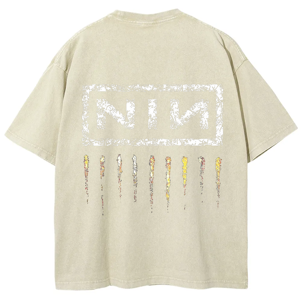 Unisex Vintage Washed Nine Inch Nails Band t-Shirt