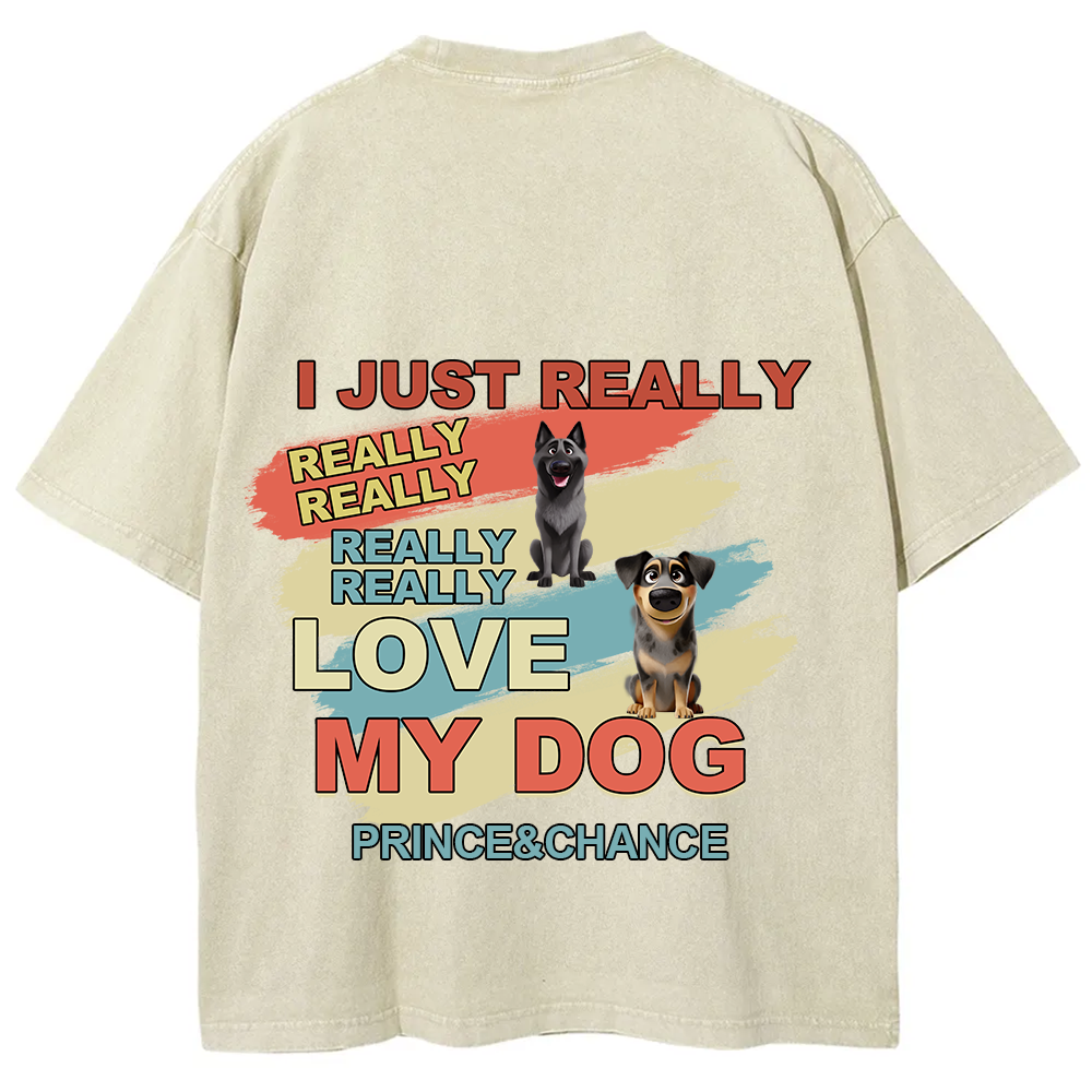 I Just Really Love My Dogs- Personalized Custom Unisex Fit Washed T-Shirt wearishow