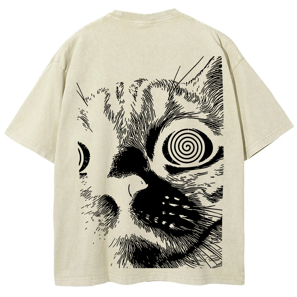 Psychedelic Cat Graphic Print t-Shirt