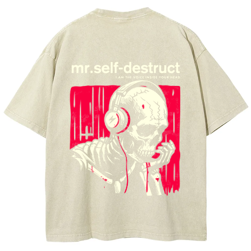 Unisex Washed Nine Inch Nails Mr Self Destruct Music t-Shirt