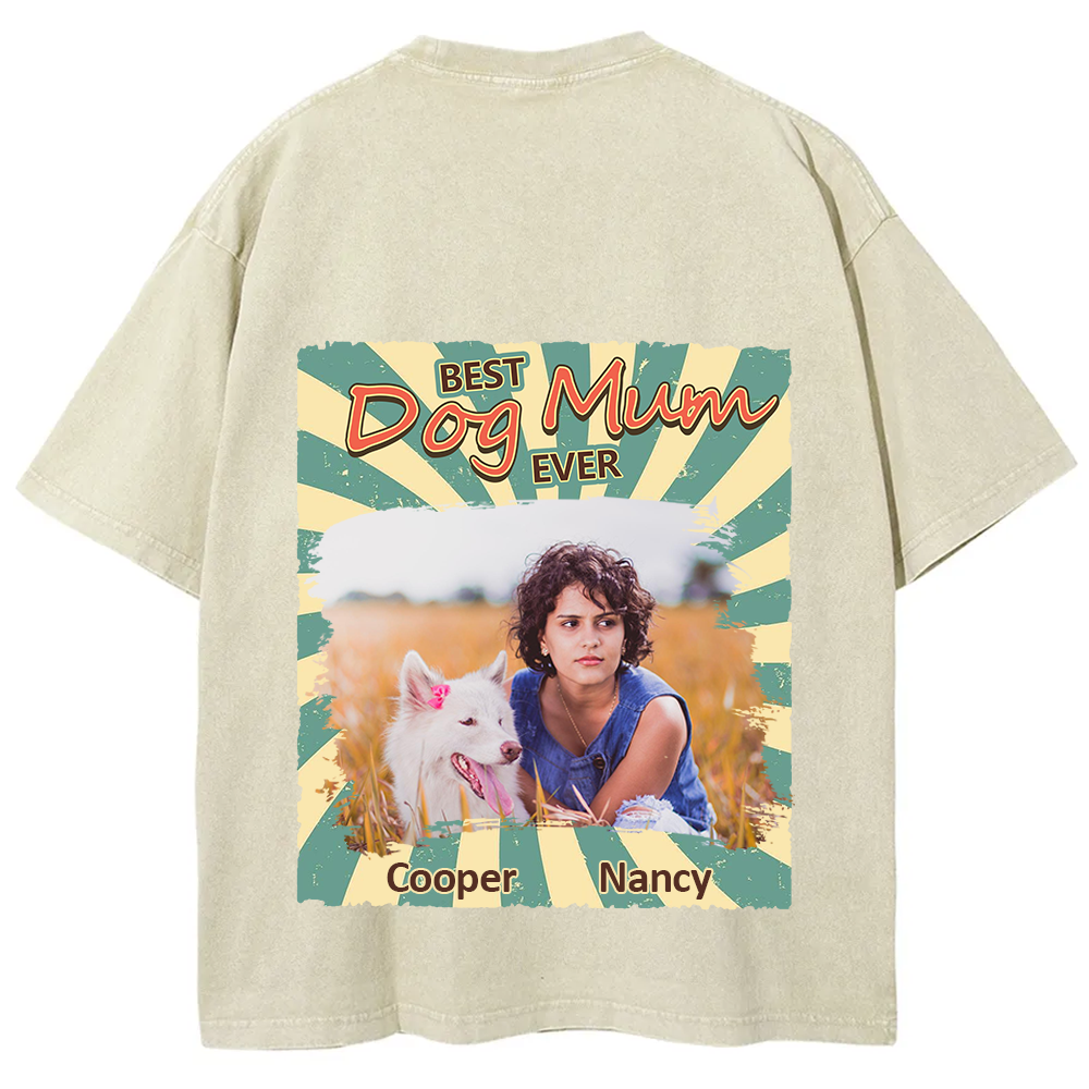 Retro Funny Dog Shirt Photo- Personalized Custom Unisex Fit Washed T-Shirt wearishow
