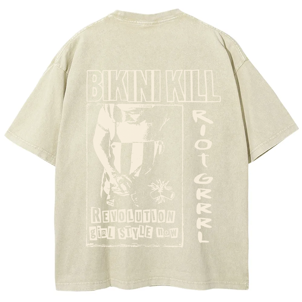 Unisex Vintage Washed Bikini Kill Rock Band t-Shirt