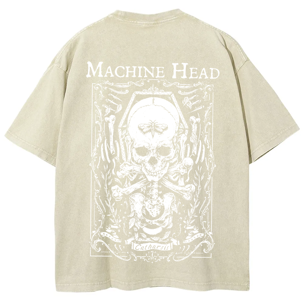 Unisex Vintage Washed Machine Head Band Heavy Meta t-Shirt