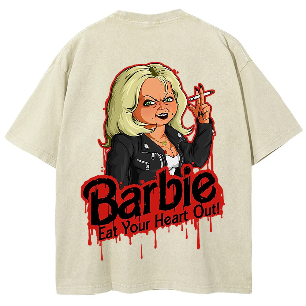Unisex Casual chucky Barbie- Eat your heart out Printed t-Shirt