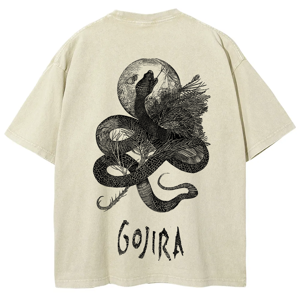 Unisex Vintage Washed Gojira Heavy Metal Band t-Shirt