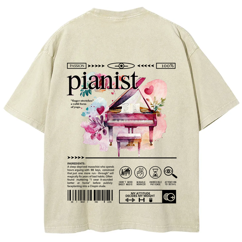 Pianist Unisex Fit Washed T-Shirt