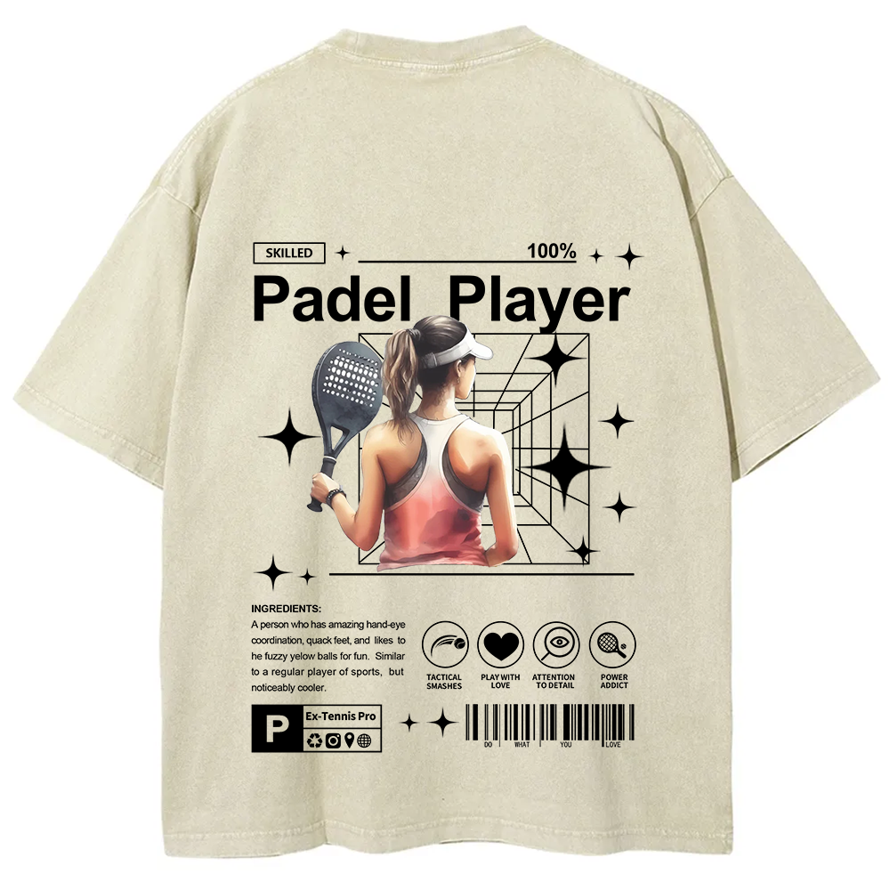 Padel Player Unisex Fit Washed T-Shirt