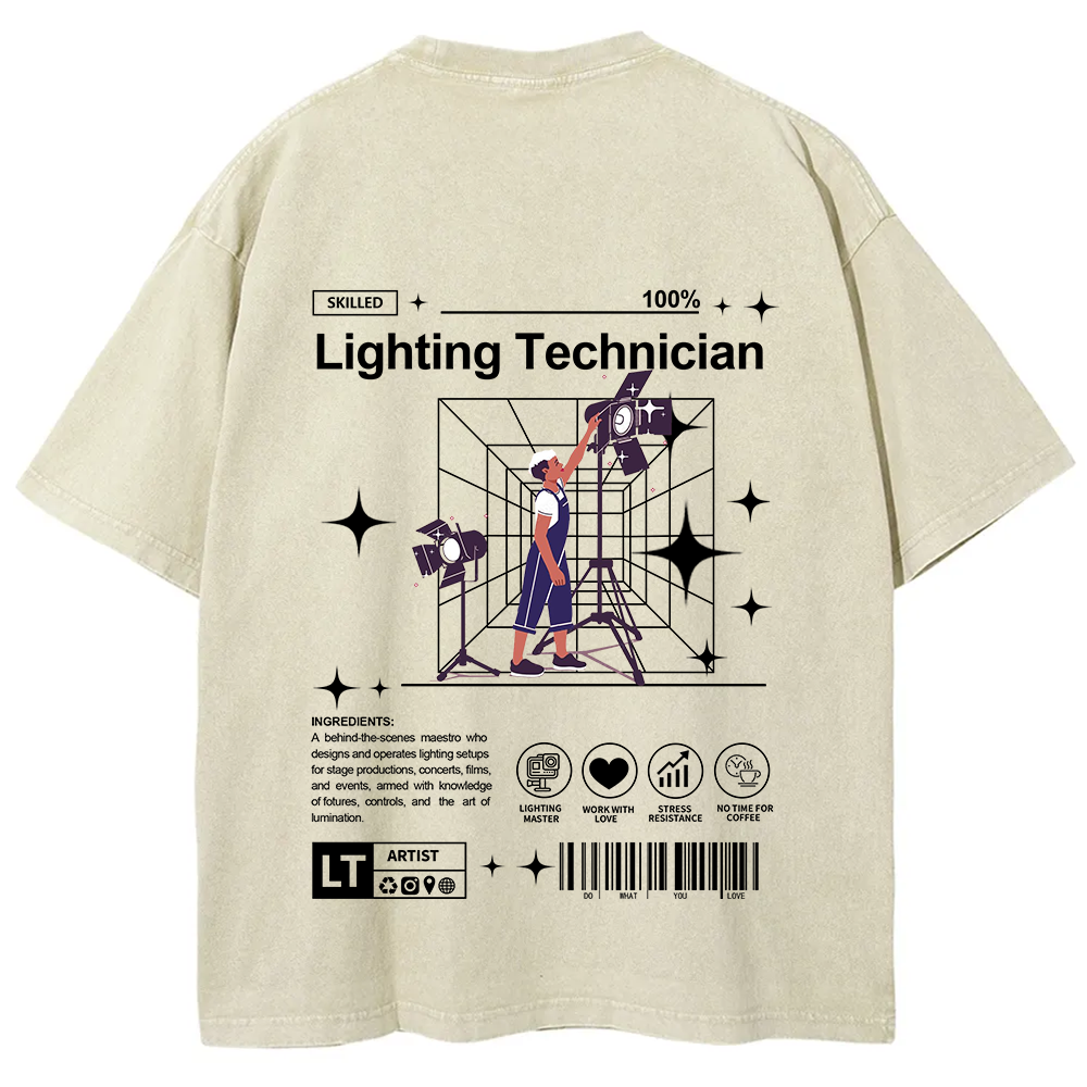 Lighting Technician Unisex Fit Washed T-Shirt