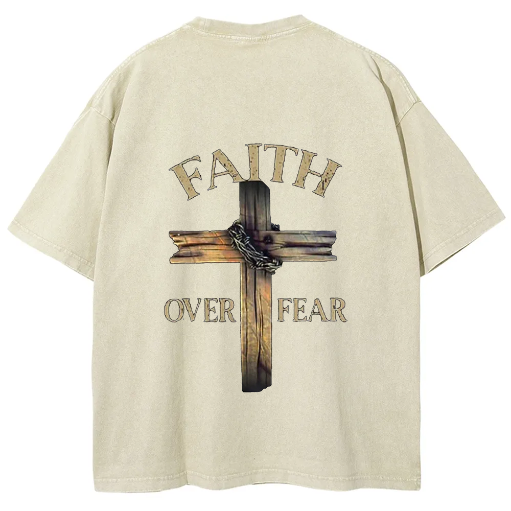Faith Over Fear Cross Unisex Fit Washed T-Shirt