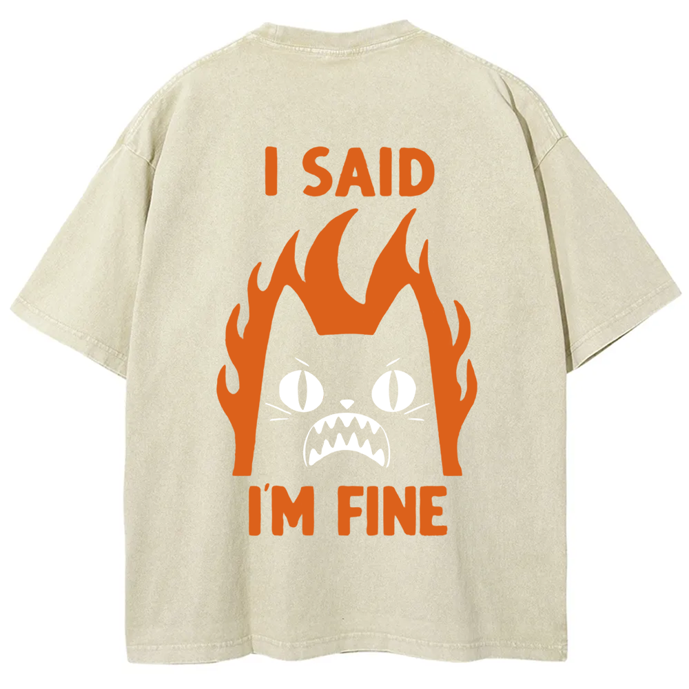 Unisex Vintage I am Fine Cat t-Shirt