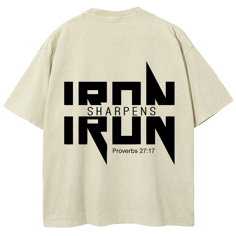 Iron Sharpens Iron Christian Unisex Fit Washed T-Shirt