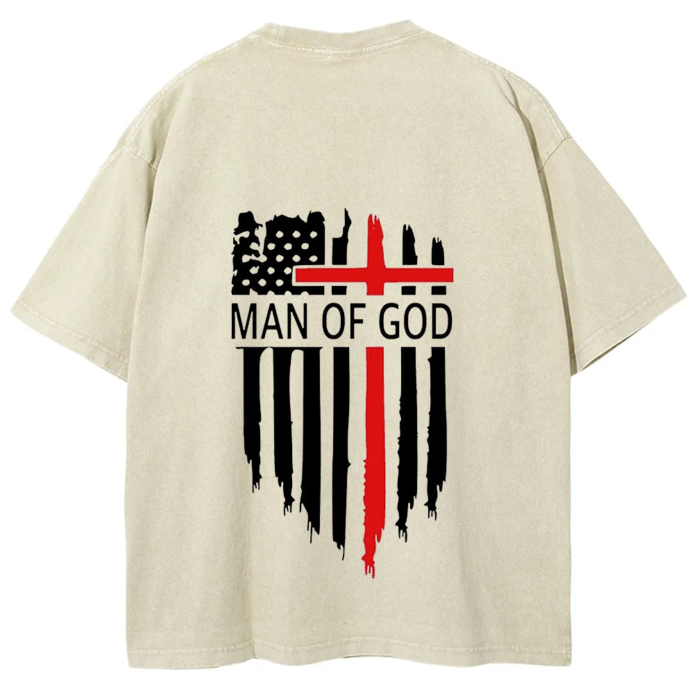Man Of God Chrsitian Unisex Fit Washed T-Shirt