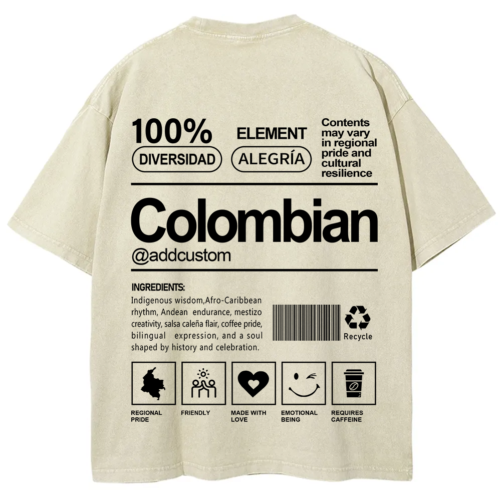 Colombian Addcustom Unisex Fit  Washed T-Shirt