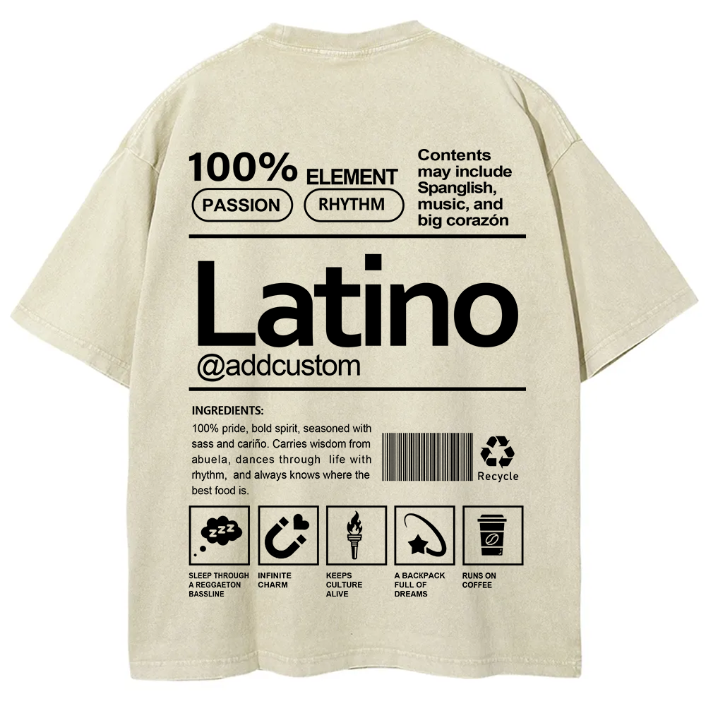 Latino Addcustom Unisex Fit  Washed T-Shirt