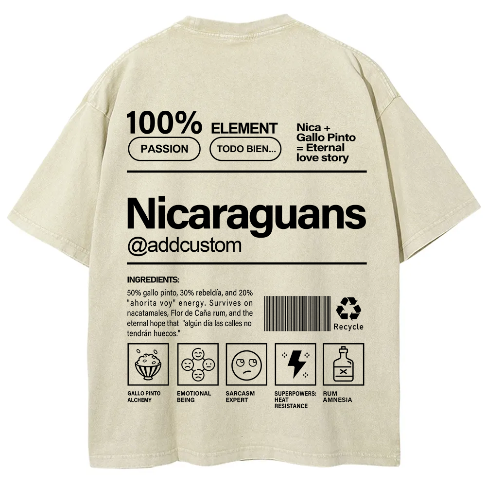 Nicaraguans Addcustom Unisex Fit  Washed T-Shirt