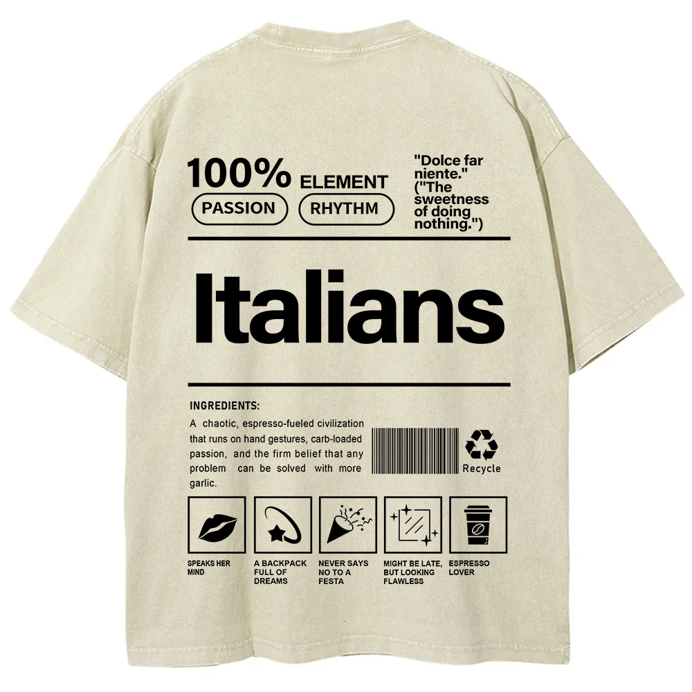 Italians Unisex Fit  Washed T-Shirt
