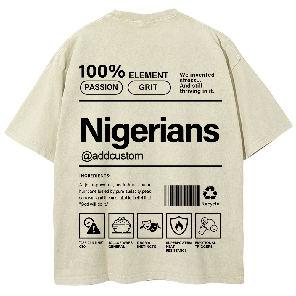 Nigerians Addcustom Unisex Fit  Washed T-Shirt