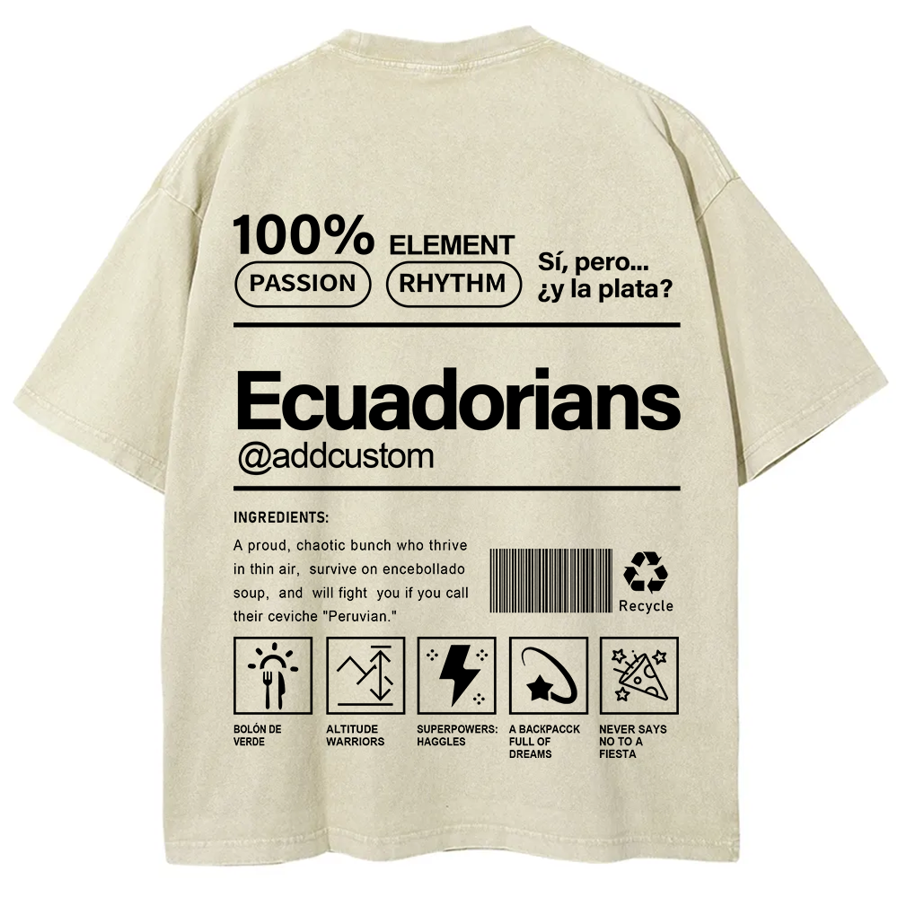 Ecuadorians Addcustom Unisex Fit  Washed T-Shirt