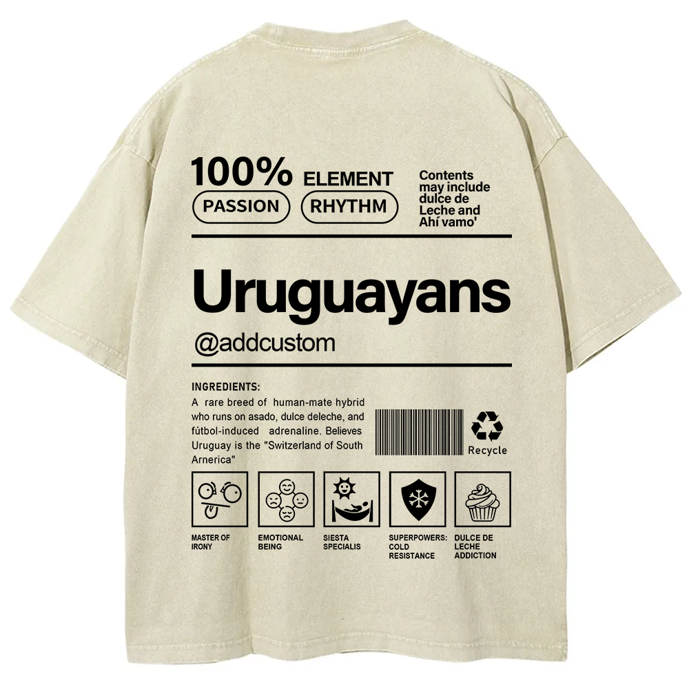 Uruguayans Addcustom Unisex Fit  Washed T-Shirt