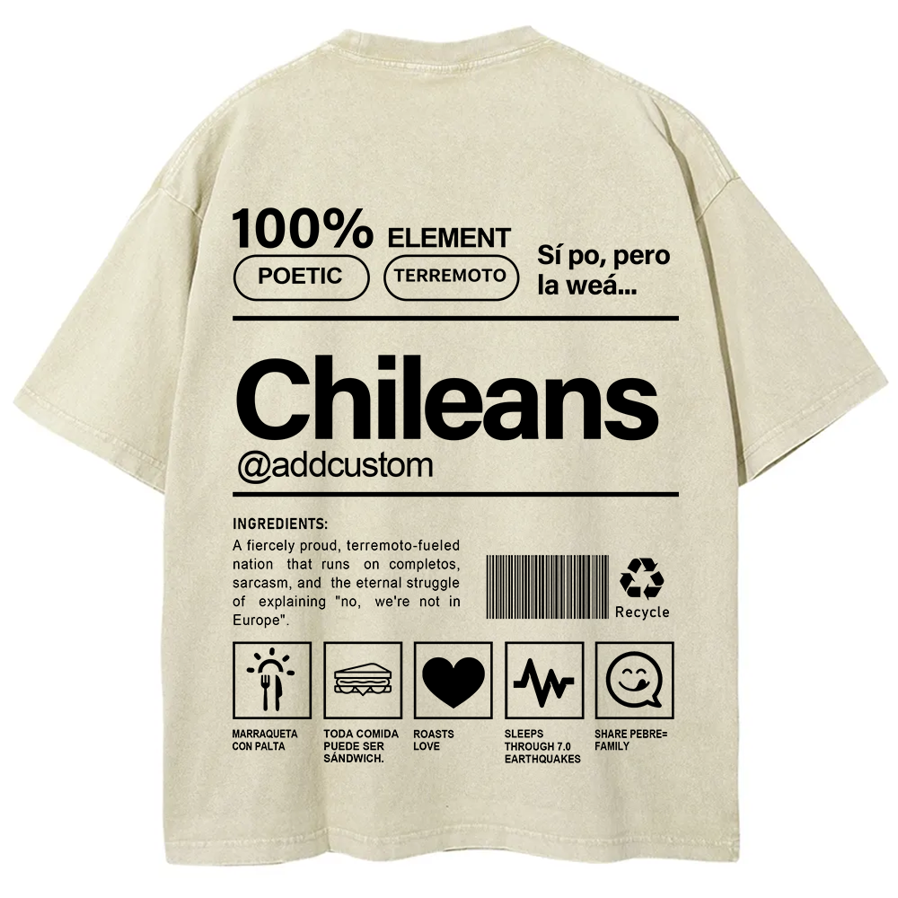 Chileans Addcustom Unisex Fit  Washed T-Shirt