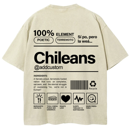 Chileans Addcustom Unisex Fit  Washed T-Shirt