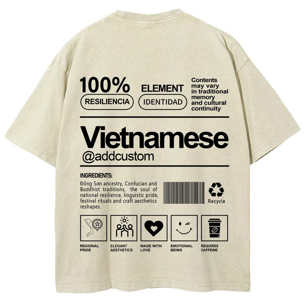 Vietnamese Addcustom Unisex Fit  Washed T-Shirt