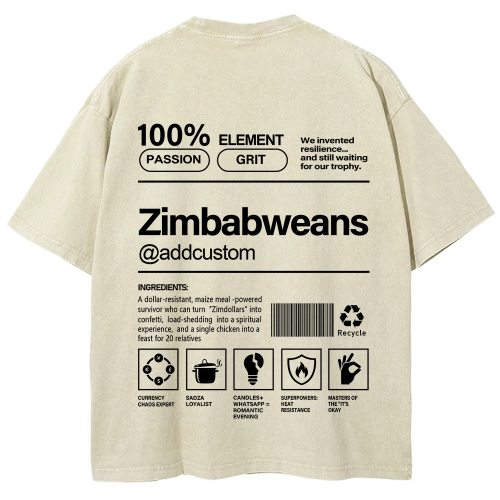 Zimbabweans Addcustom Unisex Fit  Washed T-Shirt
