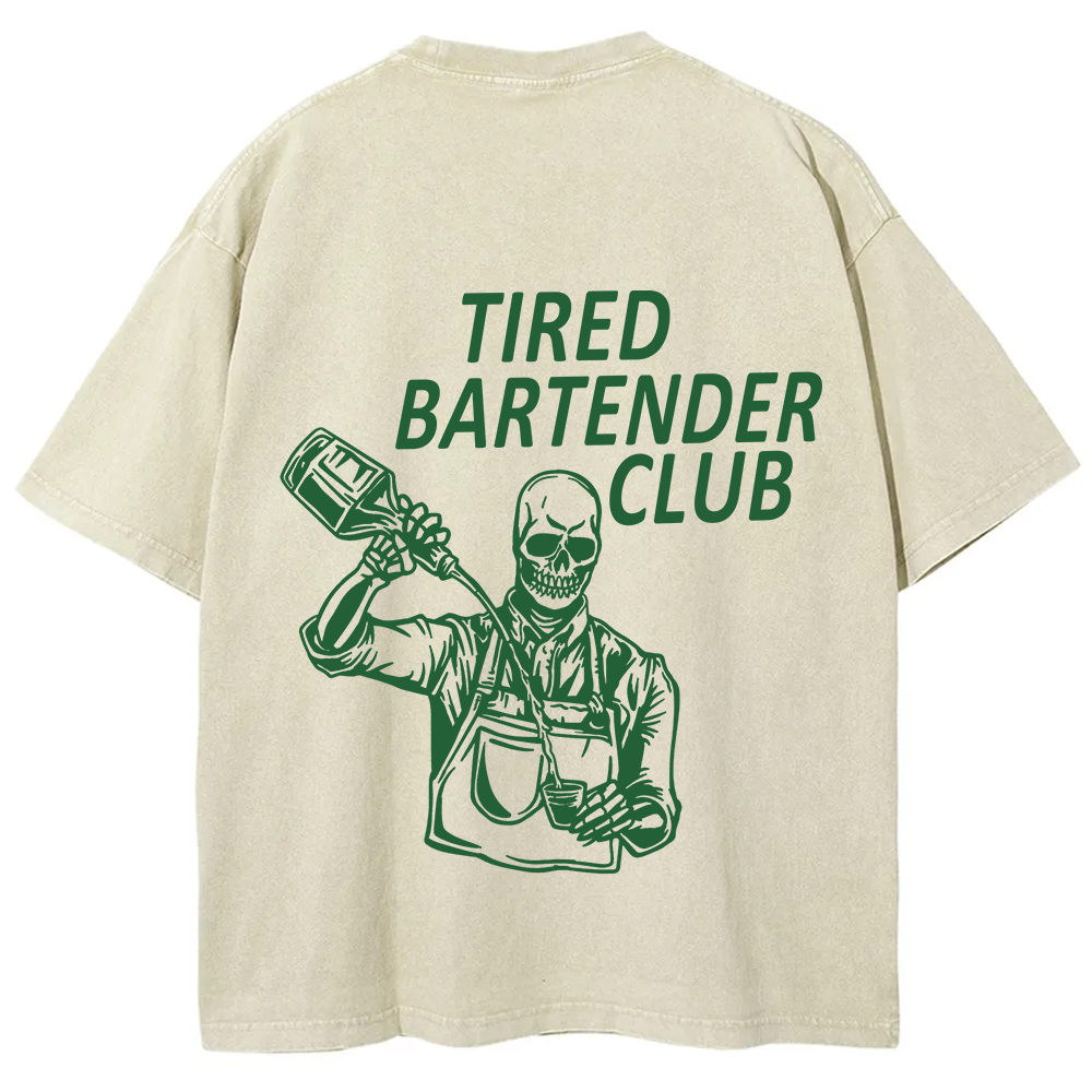 Tired Bartender Club Unisex Fit  Washed T-Shirt