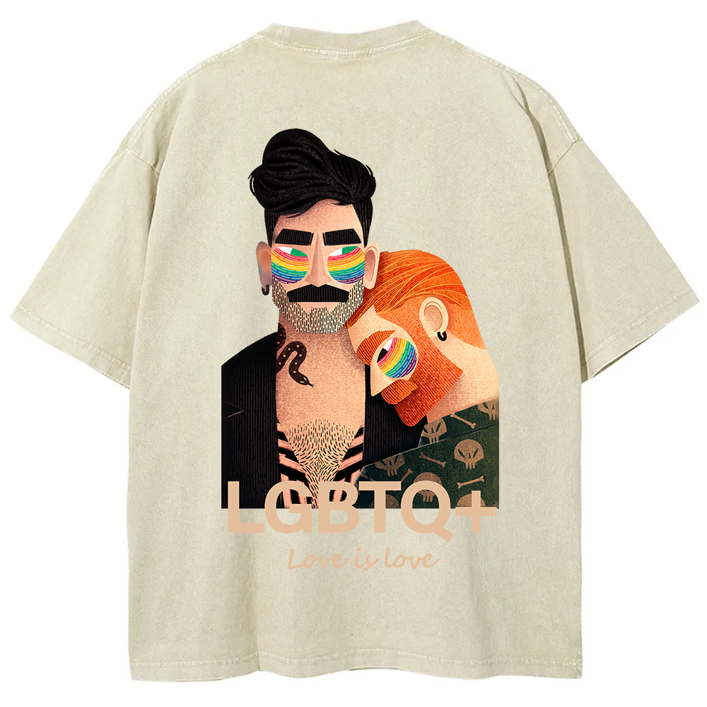 Lgbtq+ Love Is Love Unisex Fit Washed T-Shirt