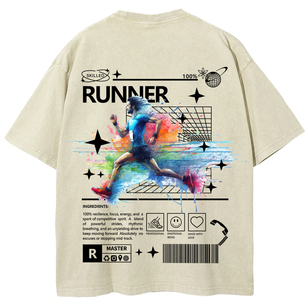 Runner Unisex Fit Washed T-Shirt