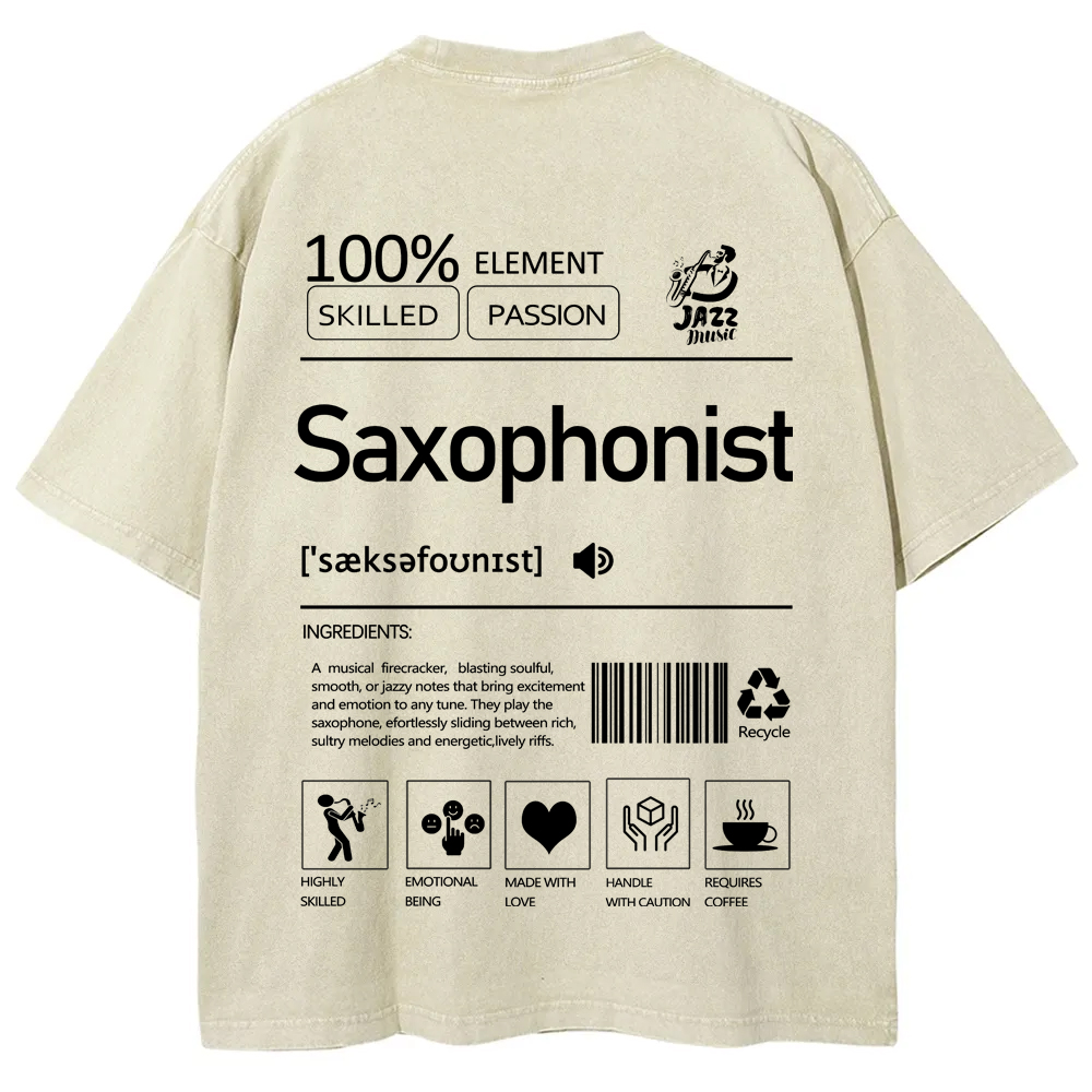 Saxophonist Unisex Fit Washed T-Shirt  wearishow
